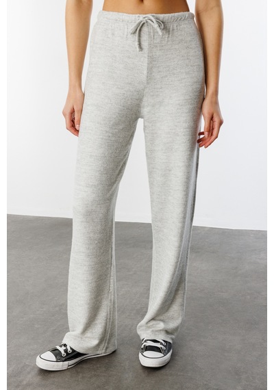 Genius Store Yumoş Bol Örme Kadın Pantolon Örme-pantolon Gri