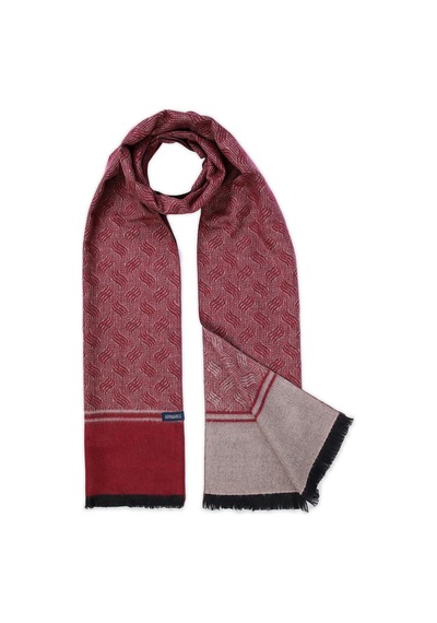Hatemoğlu Bordo Desenli Atkı 12112023a001 B18 Bordo - Gri