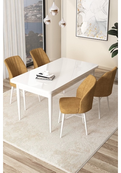 Canisa Concept Arp Serisi 70x110 Sabit Mutfak Masası Takımı Beyaz Masa 4 Cappucino Sandalye Masa Beyaz/ Sandalyeler Cappucıno Canisa Concept Arp Serisi 70x110 Sabit Mutfak Masası Takımı Beyaz Masa 4 Cappucino Sandalye Masa Beyaz/ Sandalyeler Cappucıno