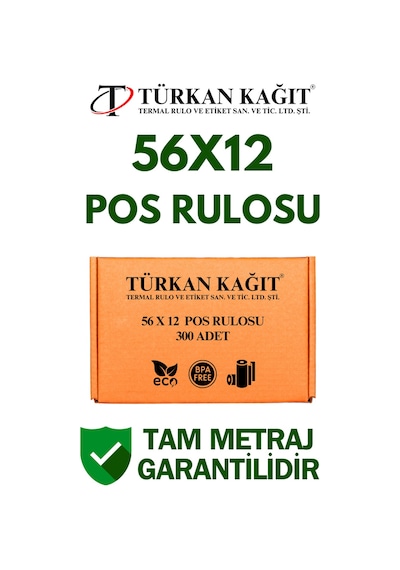 56x12 Termal Rulo - Yazarkasa Pos Rulosu 30 Paket 300 Adet