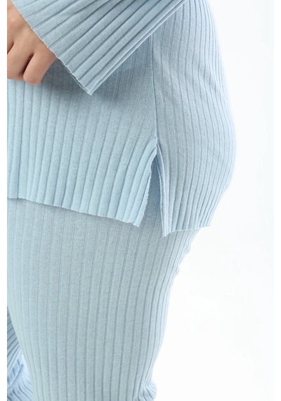 Modasehle Büyük Beden Uzun Kollu Yüksek Bel Beli Lastikli Yırtmaçlı İnce Pijama Takım Uzun-mavi Modasehle Büyük Beden Uzun Kollu Yüksek Bel Beli Lastikli Yırtmaçlı İnce Pijama Takım Uzun-mavi