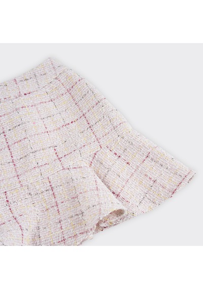 Panço Kız Çocuk Tüvit Pudra Etek Pembe