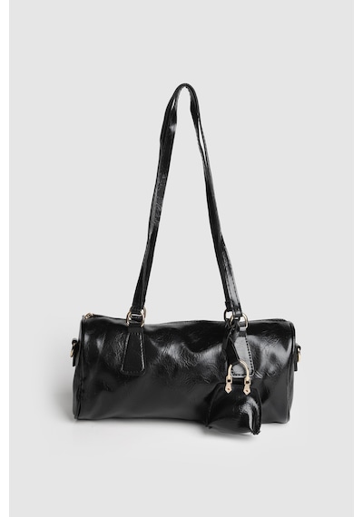La'Graccio Paris Lagraccio Paris Kadın Carrie Vintage Charmlı Baget Çanta Kırışık Siyah Rugan