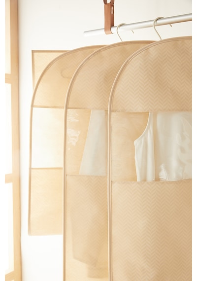 Ocean Home Textile 3'lü Bej Balıksırtı Elbise Kılıfı Set 60 X 135 Cm