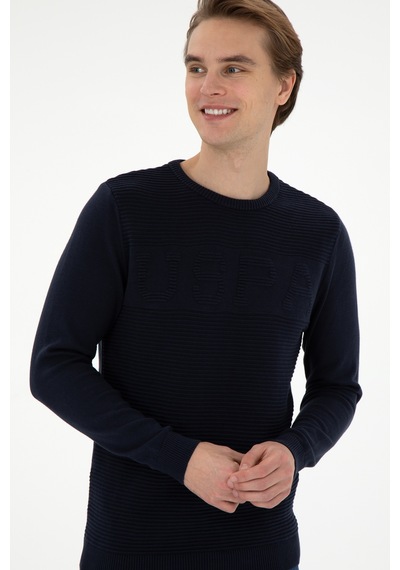 U.S. Polo Assn. Erkek Slim Fit Bisiklet Yaka Lacivert Kazak 50293089-VR033