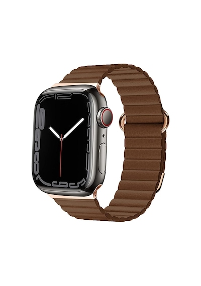 Apple Uyumlu  Watch 7 8 45 MM Kordon Mıknatıslı Magnetik Deri Kordon