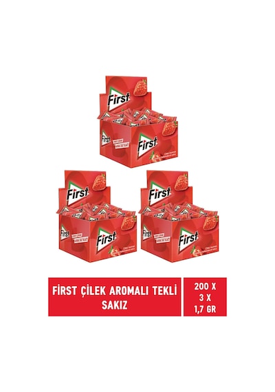 First Çilek Aromalı Tekli Sakız 3 x 200'lü
