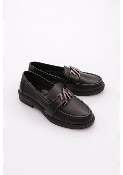 Dgn 527 Kadın Loafer Ayakkabı Siyah Napa