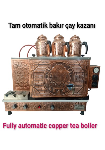 3 Gözlü Bakır Çay Kazanı Osmanlı Model Tüplü Çay Ocağı Otomatik
