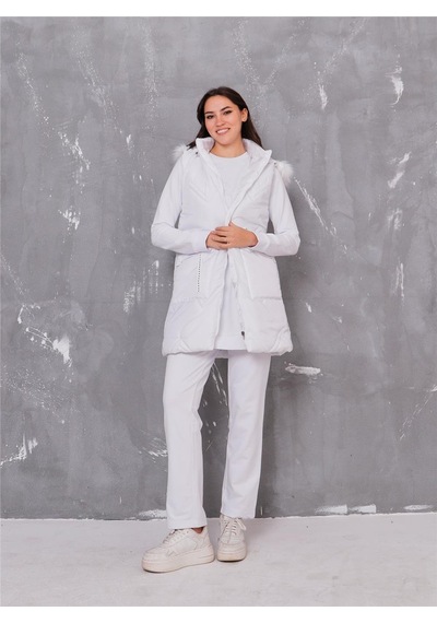Bwest Sarah Kapşonlu Şişme Yelekli Spor Üçlü Takım - 70030 - Beyaz-164 Beyaz Bwest Sarah Kapşonlu Şişme Yelekli Spor Üçlü Takım - 70030 - Beyaz-164 Beyaz