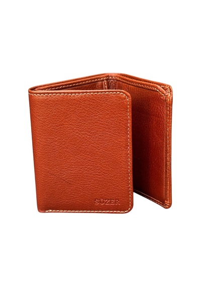 Taba Mıknatıslı Üçe Katlanır Model Hakiki Deri Spor Erkek Cüzdan - 3018-taba Açık Kahverengi
