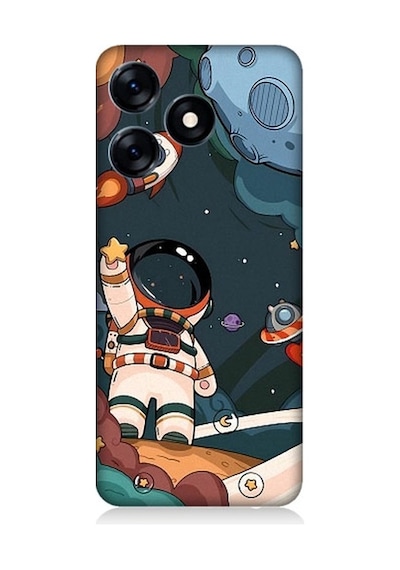 Tecno Spark 10 Uyumlu Sevimli Astronot Uzay Macerası Desenli Silikon Kılıf