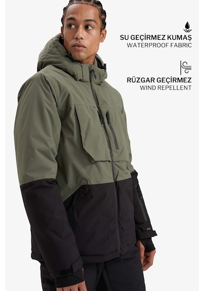 DeFactoFit Kayak Montu Su İtici Rüzgar Geçirmez Kapüşonlu Fermuarlı Eldiven Detaylı Ultra Korumalı A7114AX24WNKH109