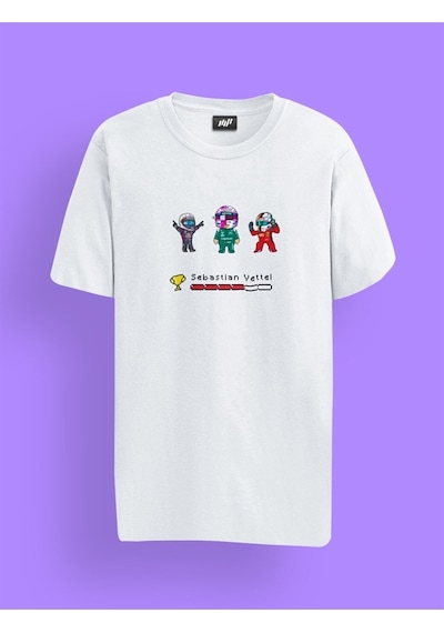 Flood Of Style Vettel Pixel Art Beyaz T-shirt