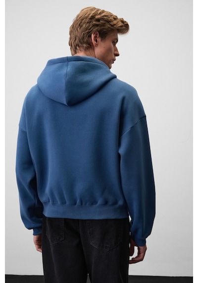 Grımelange Songulo Erkek Fermuarlı Kapüşonlu Mavi Sweatshirt