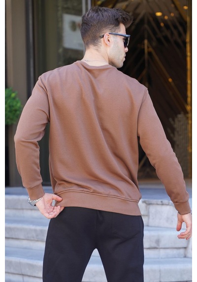 Madmext Kahverengi Regular Fit Basic Sweatshirt 6136-kahverengi Kahverengi