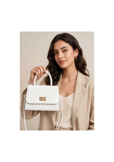 Names Bag Aura-gold Kilitli Tek Saplı Kadın Mini El Ve Omuz Çantası Beyaz