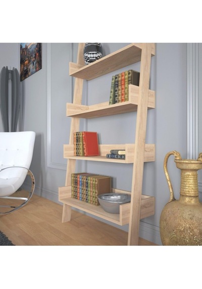 Only Merdiven Kitaplık, 5 Raflı, Meşe Çok Renkli