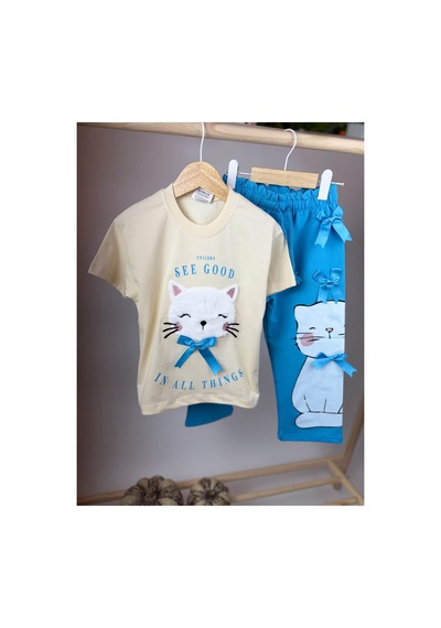 Poala Kids Cute Kitty Takım Turkuaz