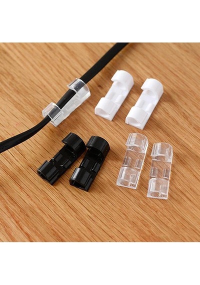Yapışkanlı Mini 20lı Klips Usb Pc Adaptör Kablo Tutucu Aparat Şeffaf Standart