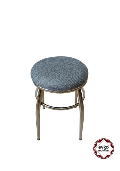 Evko Mobilya Tabure, Bar Taburesi, 2 Adet Tabure, Puf, Bench, Metal Ayaklı Tabure, İç Içe Geçebilen Tabure, Mutfak Balkon Bahçe Taburesi Nıkelajj Gri