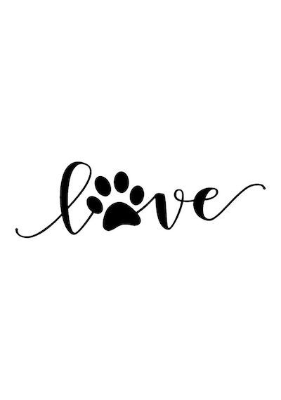 Love Köpek Ayak İzi Sticker Yapıştırma Etiket 22cm Siyah Renk