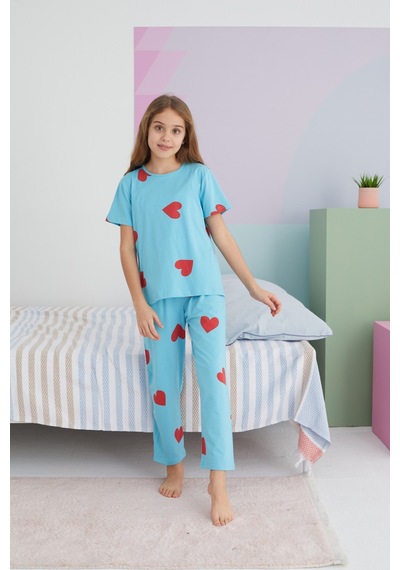 Siyah İnci Pamuklu Örme Pijama Takım 24117057 Çok Renkli