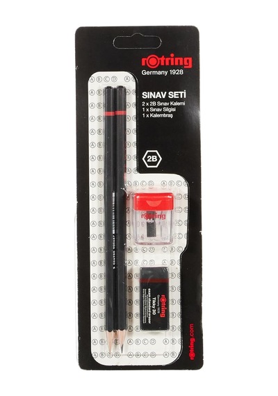 Rotring Ro-2090068wk Sınav Seti - Sınav Kalemi, Silgi, Kalemtraş, Siyah Genel