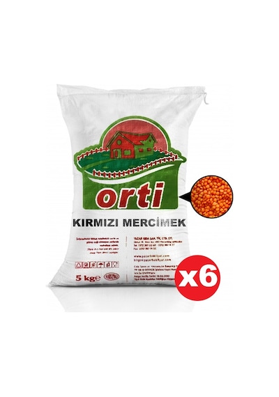 Orti Kırmızı Mercimek 6 x 5 KG