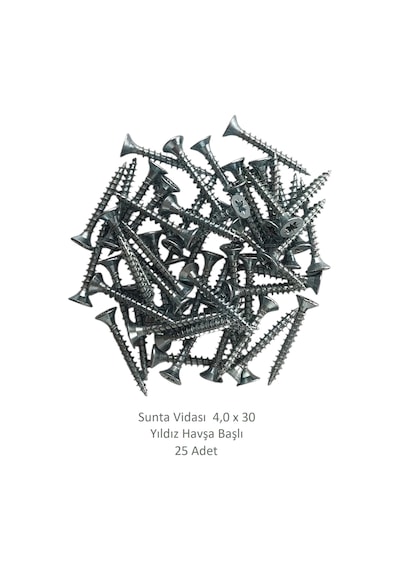 Sunta Vidası, 4,0 X 30 Mm, 25 Adet, Yhb Vida 4 x 30