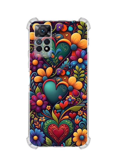 Printify Redmi Note 11 İle Uyumlu Düşlerin Dansı Serisi Çiçeklerin Dansı Tasarımlı Uv Baskılı Köşe Korumalı Antişok Kılıf Şeffaf
