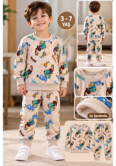Üç Gül Ticaret Erkek Çocuk Dinozor Baskılı İçi Şardonlu Pijama Takımı 3-7 Yaş Ekru Ekru Üç Gül Ticaret Erkek Çocuk Dinozor Baskılı İçi Şardonlu Pijama Takımı 3-7 Yaş Ekru Ekru