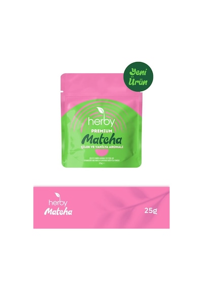 Herby Premium Matcha Çilek ve Vanilya Aromalı 25 G