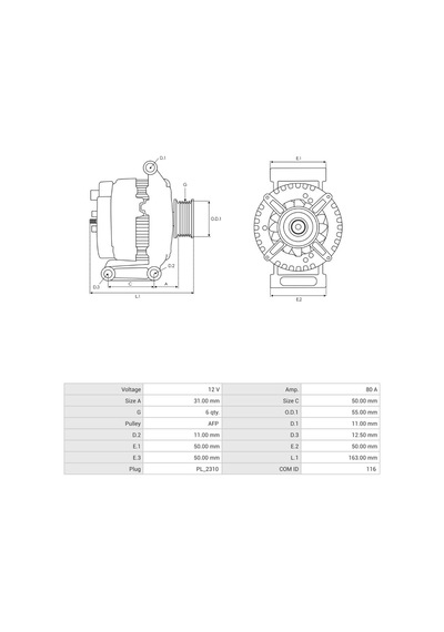 12v Alternatör Dinamo 80 A 2 Fiş Lın Isuzu D-max