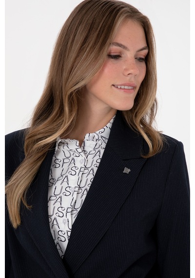 U.S. Polo Assn. Kadın Lacivert Çizgili  Ceket 50314944-VR033