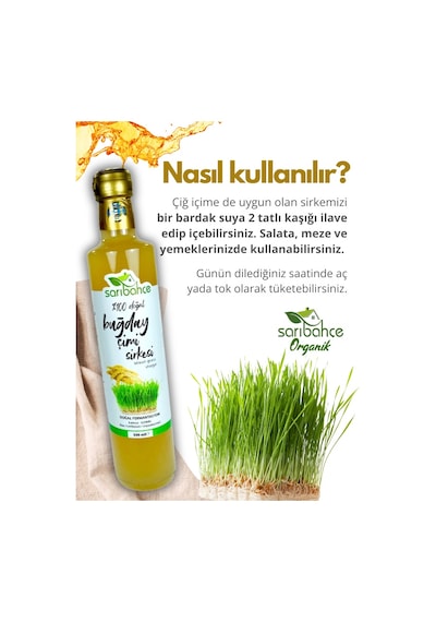 Buğday Çimi Sirkesi 500 Ml 2'li Paket - Organik Doğal Fermantasyon