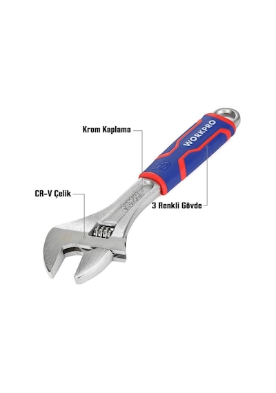Workpro Wp272012 250mm Cr-v Profesyonel Kurbağacık Anahtar Fr Wp272012