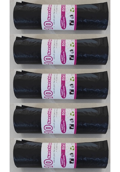 Siyah Çöp Poşeti 80x120 Cm 10'lu Rulo, 5 Rulo 50 Adet Siyah Çöp Poşeti 80x120 Cm 10'lu Rulo, 5 Rulo 50 Adet