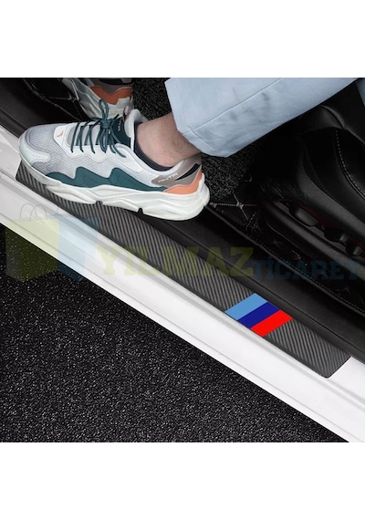 Bmw M Karbon Kapı Eşiği Oto Sticker Etiket Yapıştırma 4 Parça