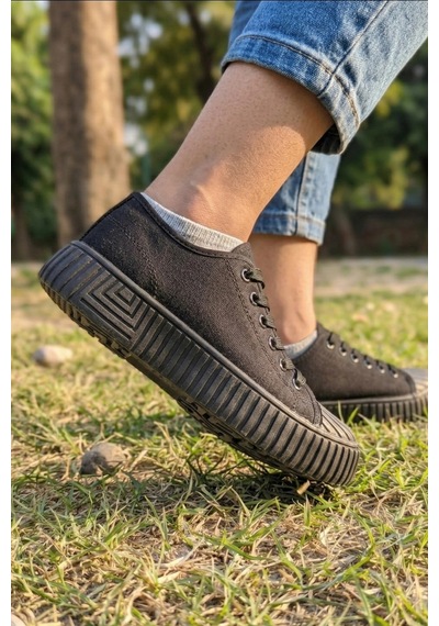 In Step Unisex Çocuk Siyah Lifestyle Günlük Ayakkabı - Dayanıklı Tırtıklı Kalın Taban