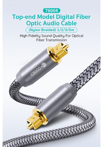 1 Metre 24k Altın Uçlu Naylon Örgülü Fiber Optik Ses Kablosu Tv, Soundbar Ve Amfi İçin
