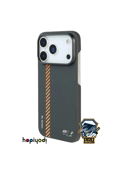 Apple Uyumlu iPhone 17 Pro Max Kılıf M-safe Şarj 600d Güçlü Kamera Çerçeveli Pure Kevlar Fiber Turuncu-siyah Hafi