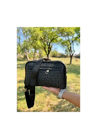 Just Polo Orijinal Kadın Yeni Sezon Baskılı Omuz Çantası Ve Cüzdanı Kombin 232053mh Siyah