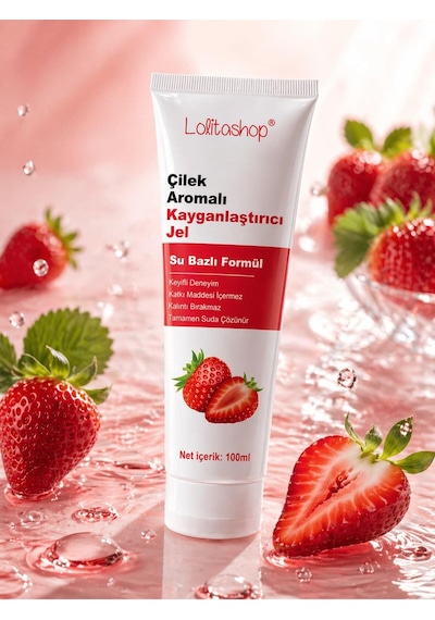 Çilek Aromalı Su Bazlı Ekstra Kayganlaştırıcı Jel 100 Ml Yenilebilir Çilek Hazzı Aromalı Jel