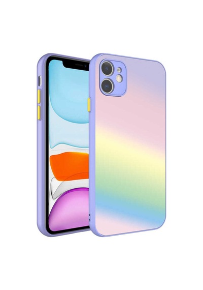 Apple Uyumlu iPhone 11 Kılıf Kamera Korumalı Renkli Temperli Zore X-cam Kapak NO7