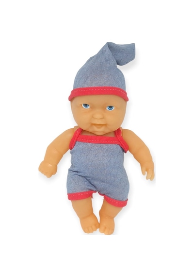 20 Cm Sevimli Et Bebek - Çıkarılabilir Neon Kıyafetli Gerçekçi Oyuncak Bebek - Gri - Pembe 1 Adet