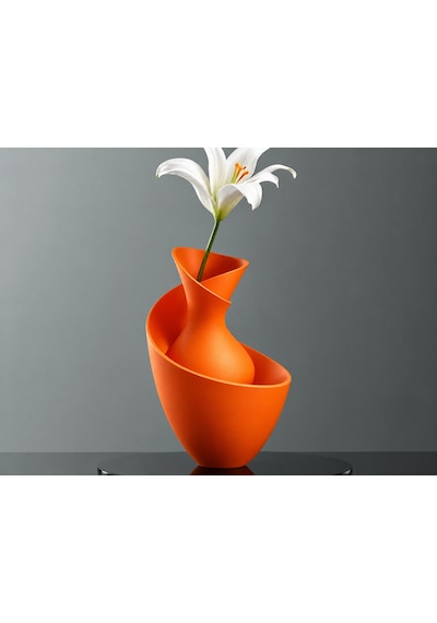 3d Baskı Bold Vazo - Akışkan Formlu Dekoratif Vazo-turuncu Çok Renkli