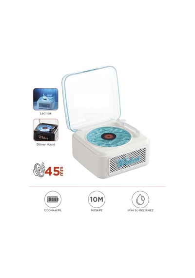 Nostalji Plak Görünüm Mini Dekor Waves Bt Işıklı Müzik Çalar Saat Tf Kart Aux Özellikli