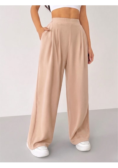 Genius Store Kadın Pantolon Scuba Krep Kumaş Beli Lastikli Cepli Pileli Geniş Paça Palazzo Pantolon Scuba-crep Bej Genius Store Kadın Pantolon Scuba Krep Kumaş Beli Lastikli Cepli Pileli Geniş Paça Palazzo Pantolon Scuba-crep Bej