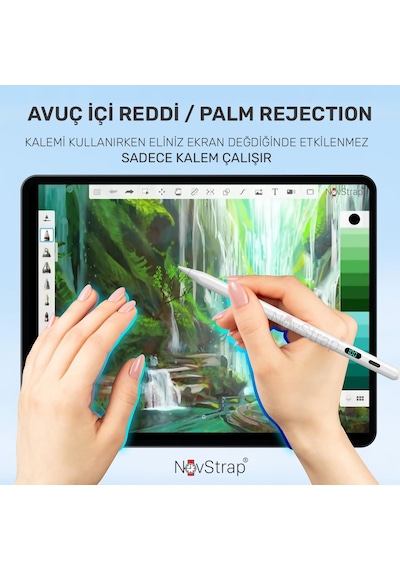 Novstrap Apple Uyumlu iPad 7/8/9 Nesil 10.2 İnç İle Dokunmatik Tablet Kalemi Pen Dz915 Şarj Ekranlı Avuç İçi Reddi Stylus